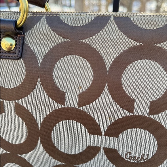 Coach Poppy Op Art Glam Shoulder Bag in Brown and Tan - Picture 6 of 7